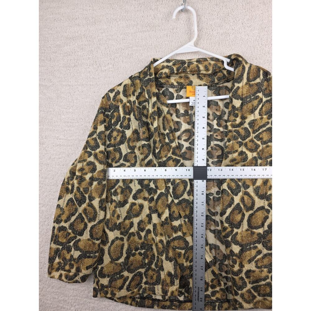 Ruby Rd. Petite Leopard Print Metallic Cardigan Size PL - Picture 5 of 8
